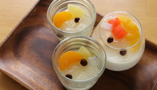 【レンジだけで叶える】ぷるぷるミルクプリン（牛乳プリン）+桃ジュレの作り方